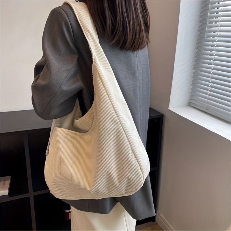 Corduroy Shoulder Tote Bag for School & Work