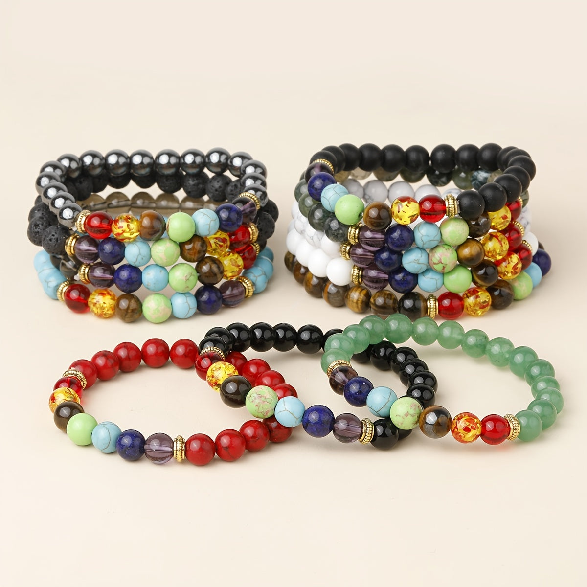 7 Chakra Stone Bead Bracelet Tiger Eye Yoga Balance Men Buddha Jewelry