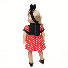 2-Piece Christmas Dress & Hair Band Set for 18-Inch Dolls