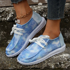 Women's Casual Lace Up Canvas Loafers Non Slip Walking Shoes