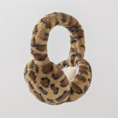 Leopard Print Earmuffs Soft Warm Polyester Brown