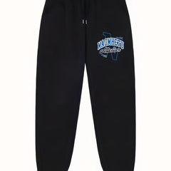 Men's Letter Print Joggers With Pockets Casual Pants