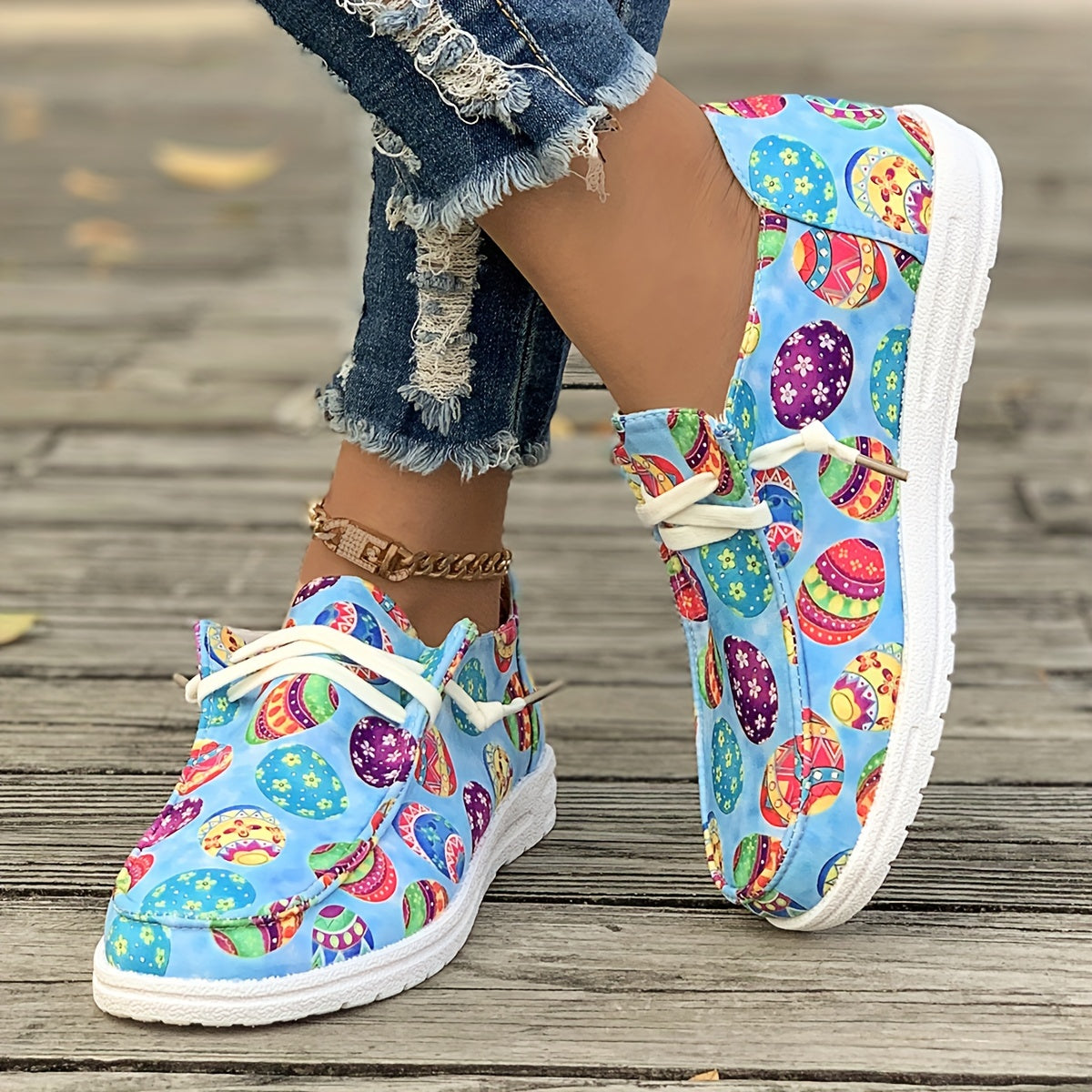 Colorful Pattern Breathable Flat Skate Shoes Lightweight Canvas