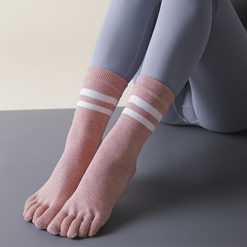 Women's Mid Calf Yoga Socks Non Slip Stripe Sports Socks