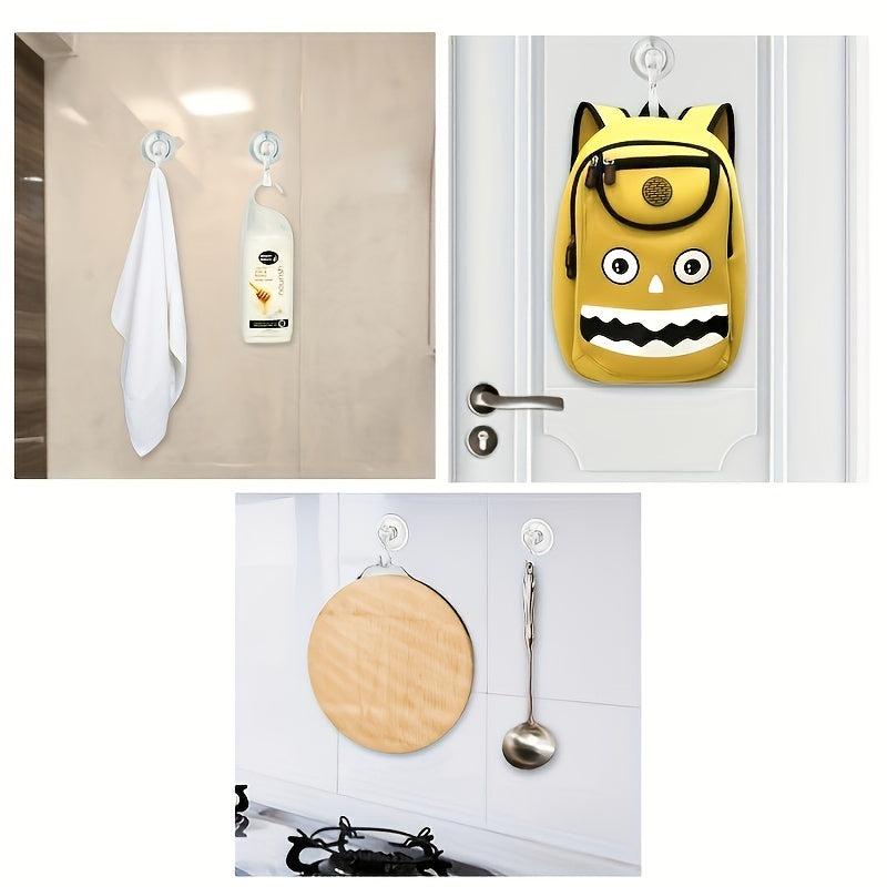 5pcs Strong Suction Cup Hook Waterproof Bathroom Punch Clear Wall Hook