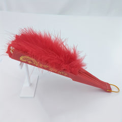 Red Plush Folding Fan Dance Performance Props