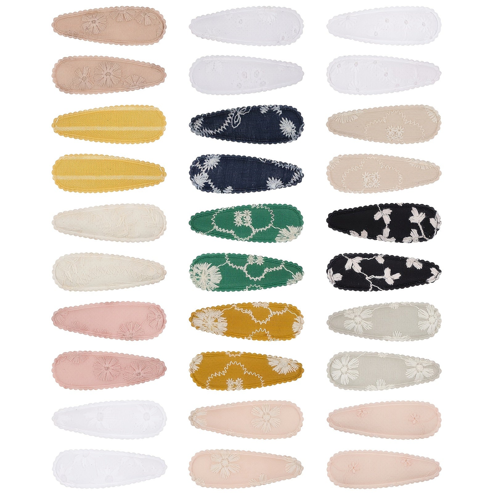 15pcs Embroidery Floral Hair Clip for Baby Girls