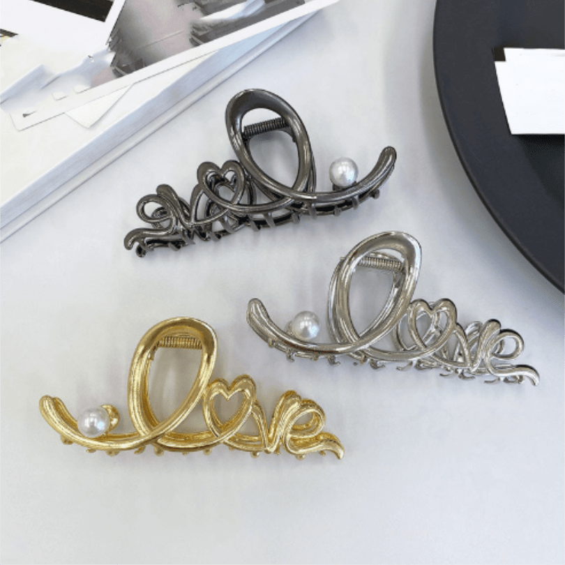 3pcs Alloy Wavy Heart Shaped Hair Claw Hair Sweet Claw