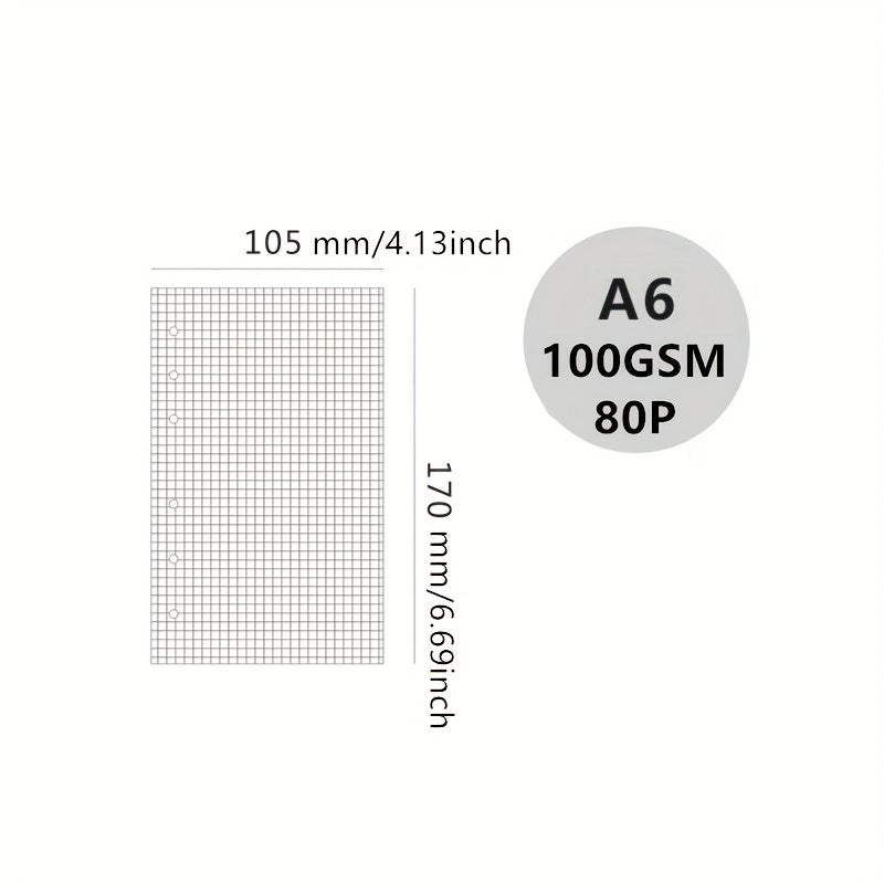A6 Loose Leaf Paper Refill Pages 80 Sheets 160 Pages