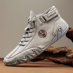 Men's Lace Up Hiking Boots Anti skid PU Leather Shoes