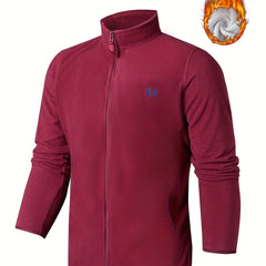 Men's Stand Collar Fleece Jacket Zipper Coat
