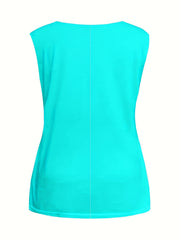  Colorblock Leopard Print V Neck Tank Top