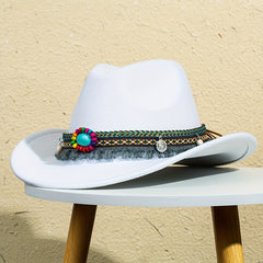 Jazz Hat With Upturned Tassels Edge Top Hat