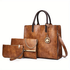 Classic Tote Bag Set for Work & Travel - Solid All Match Satchel