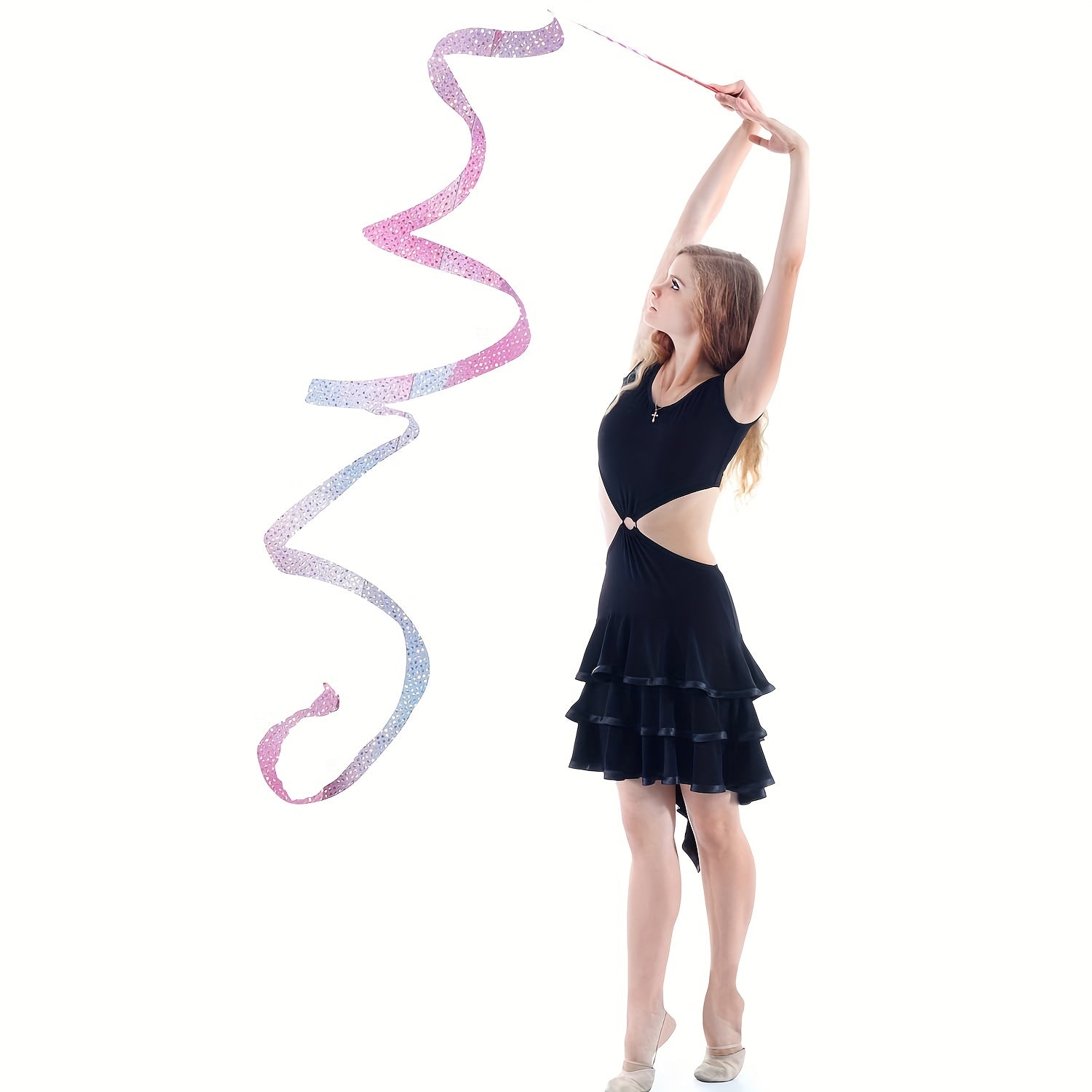 2pcs Sparkling Dance Ribbons for Kids Artistic Dancing Training