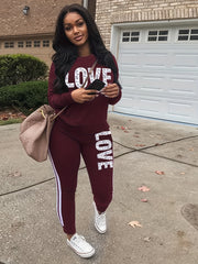 Women's Love Letter Print Two Piece Set for Fall/Winter