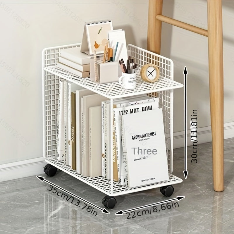 Floor Book Storage Rack With Movable Bookshelf