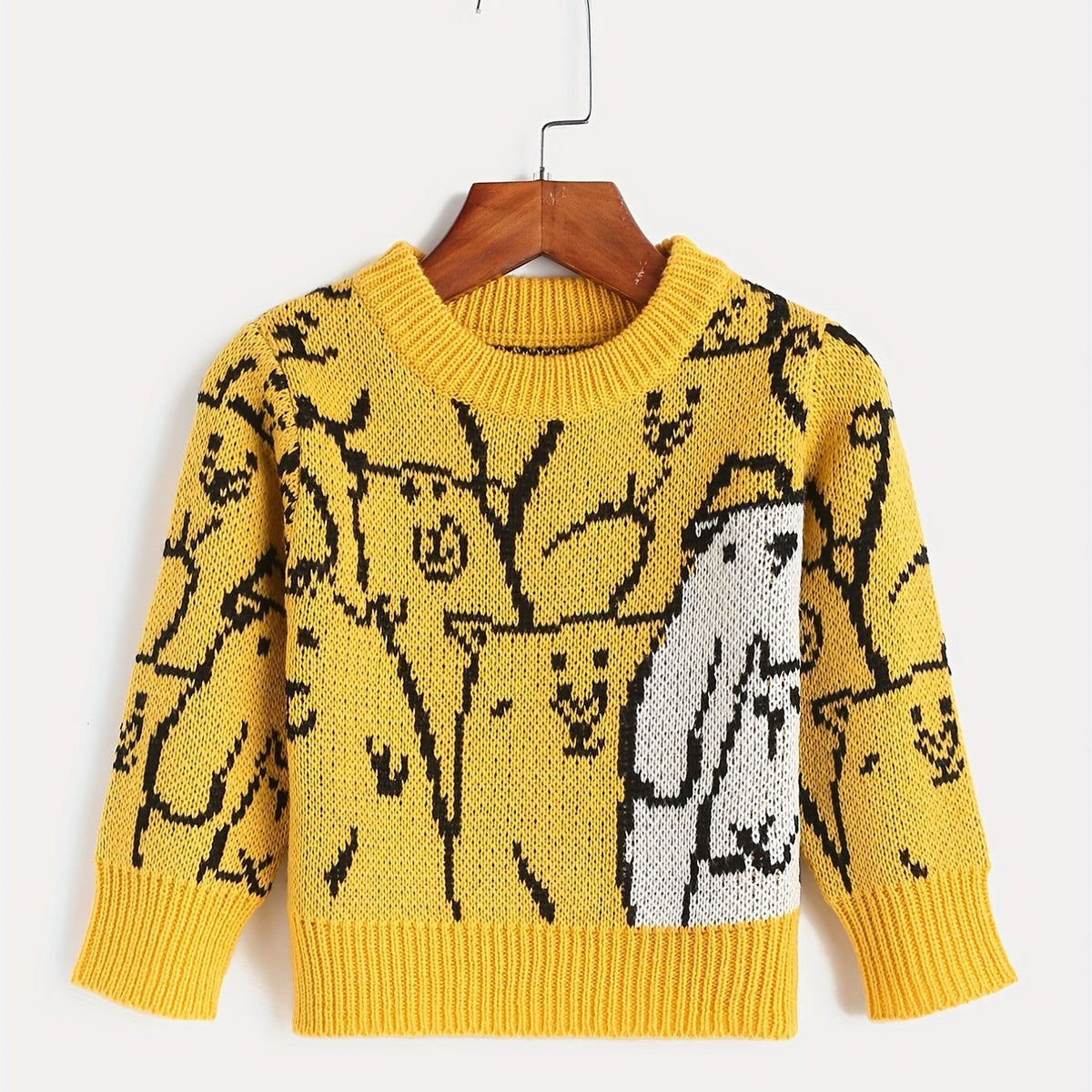 Kids Jacquard Long Sleeve Knitted Pullover Sweater