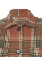  Plaid Print Long Sleeve Button Up Shirt Dress