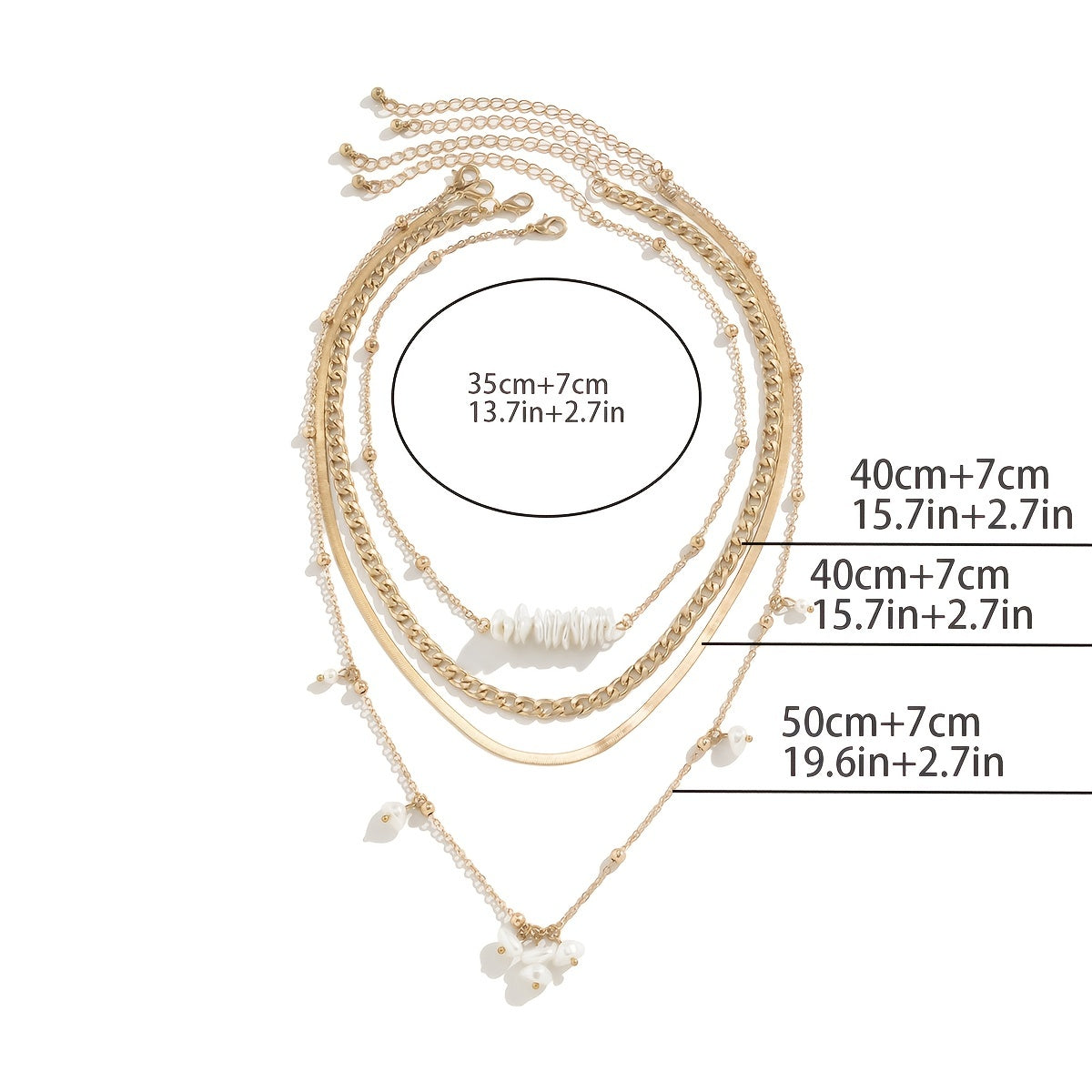 4pcs Irregular Pearl Tassel Decorative Necklace Set