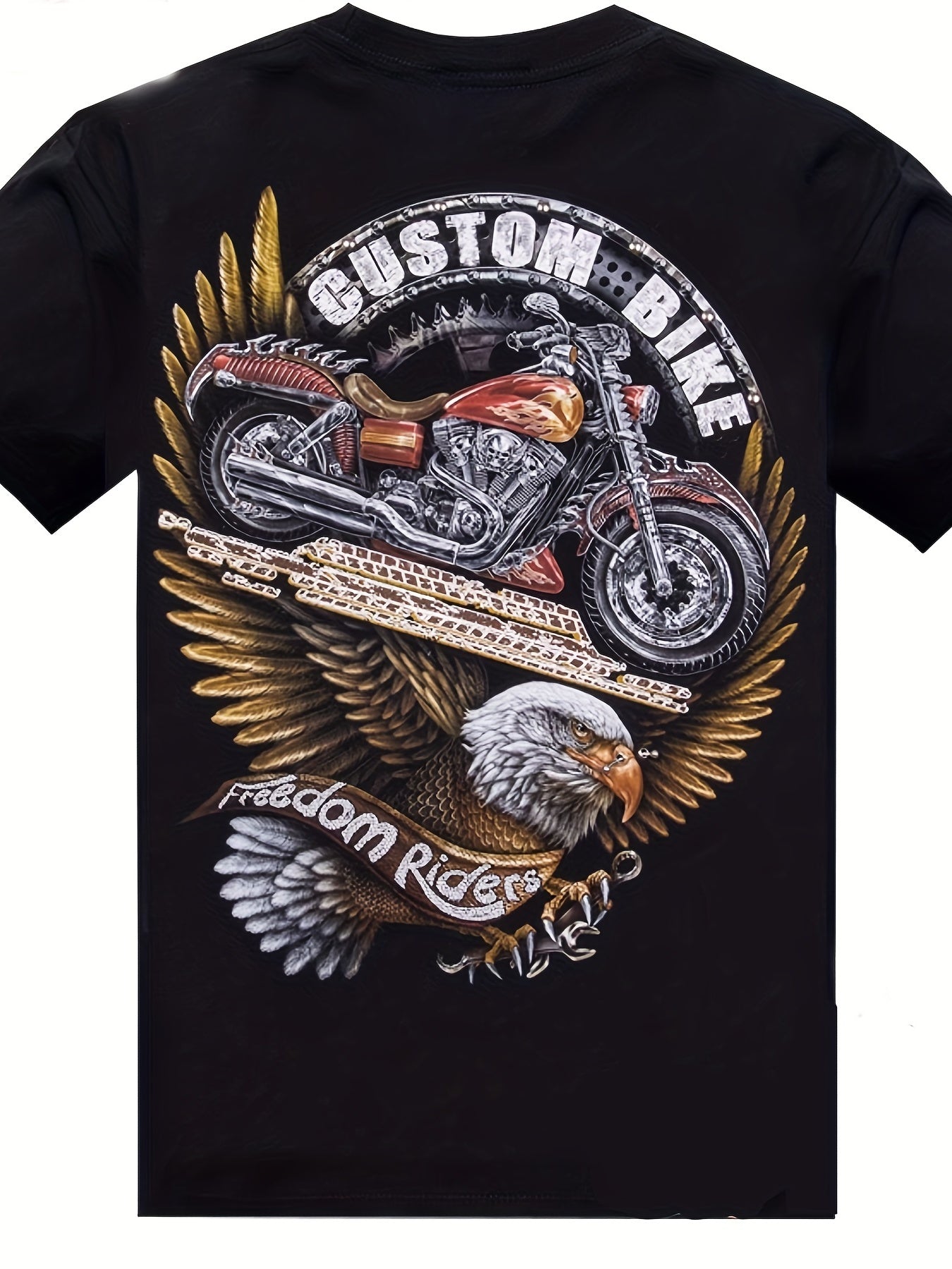 Motorcycle Eagle 3D Print Men's Short Sleeve Tee Stylish Summer Shirt