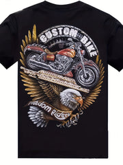 Motorcycle Eagle 3D Print Men's Short Sleeve Tee Stylish Summer Shirt