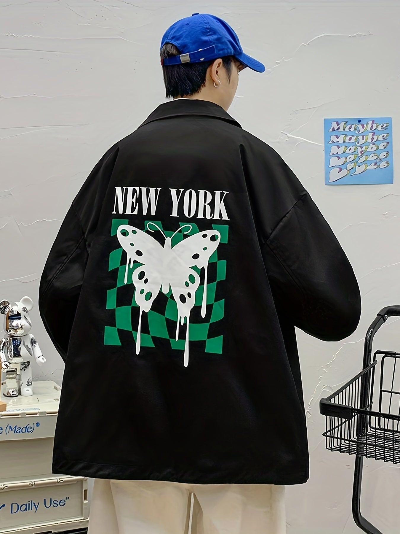 Men's Letter Print Lapel Stylish Coat Jackets