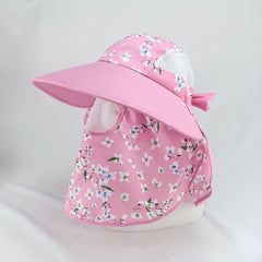 Floral Print Sun Hat With Sunproof Mask Detachable
