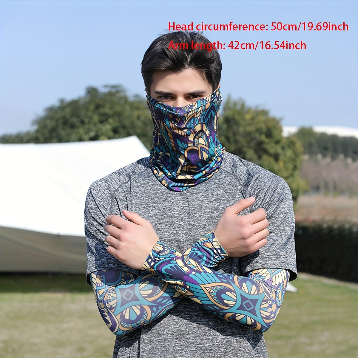 Colorful Tattoo Arm Sleeves & Face Towel Combo