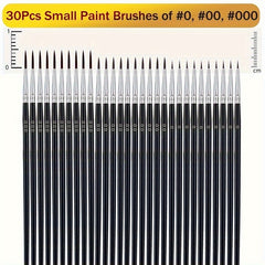 30 Detail Brush Set for Miniatures & Crafts with Nylon Bristles