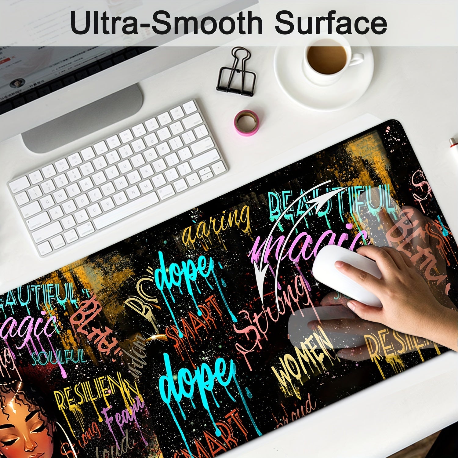 XL Mouse Pad 31.5x11.8" Non-Slip Rubber Keyboard Pad Coasters Set 3mm Thick
