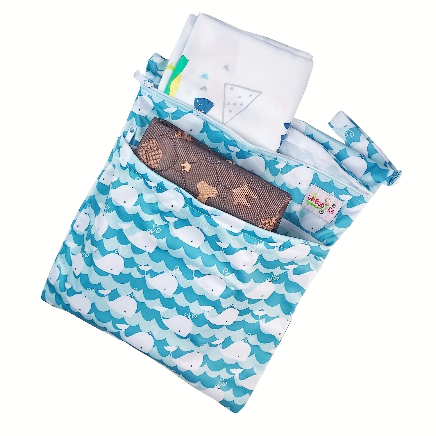 OhBabyKa 2pcs Wet & Dry Bag Waterproof Washable & Reusable 36x30cm