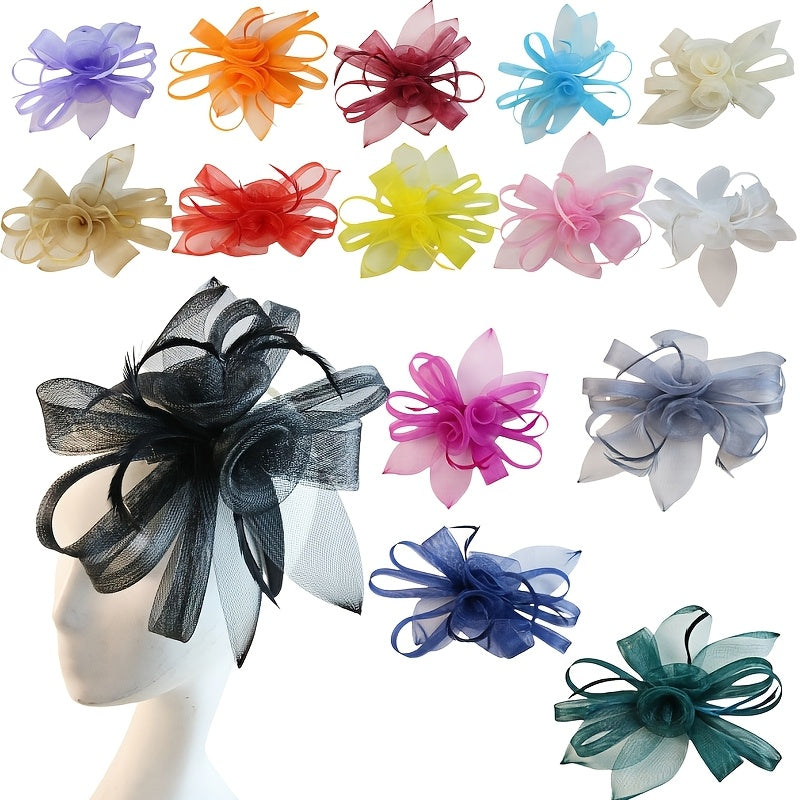 Vintage Fabric Flower Headband with Feather Closure
