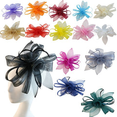 Vintage Fabric Flower Headband with Feather Closure