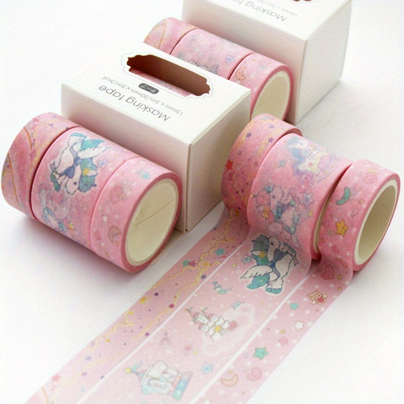 3pcs Flower Pattern Washi Paper Stickers Tape for DIY Scrapbook