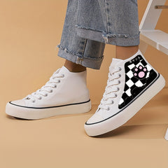 Cat Paw & Checkerboard High Top Sneakers
