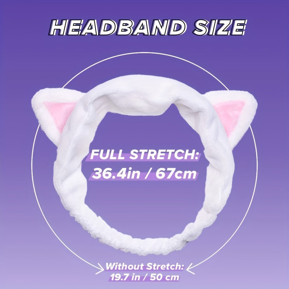 Velvet Cat Ears Headband Spa Makeup Hair Band
