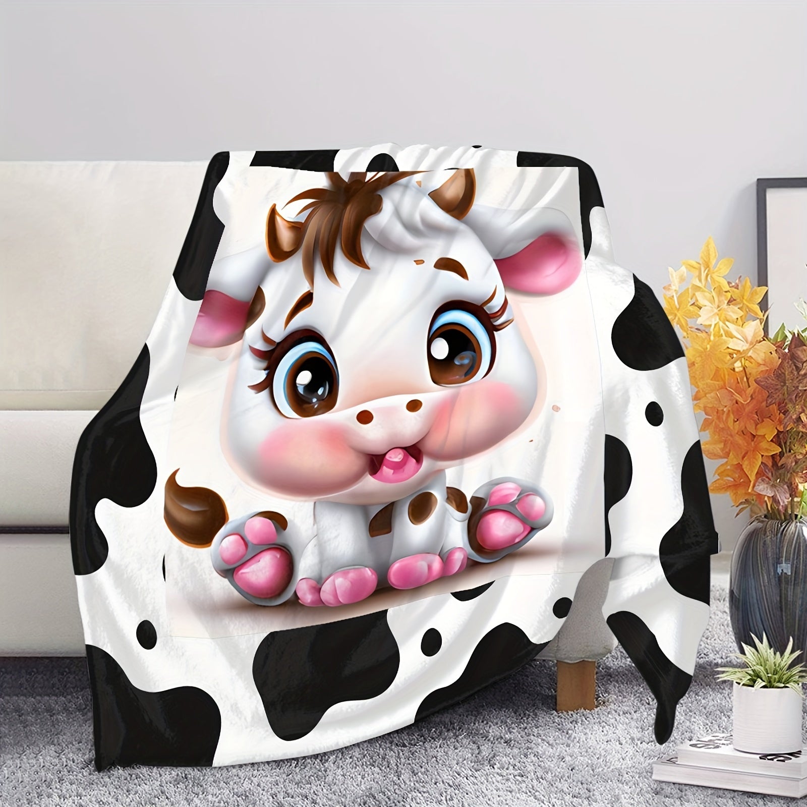Cow Print Blanket Small Throw Blanket Car Travel Blanket