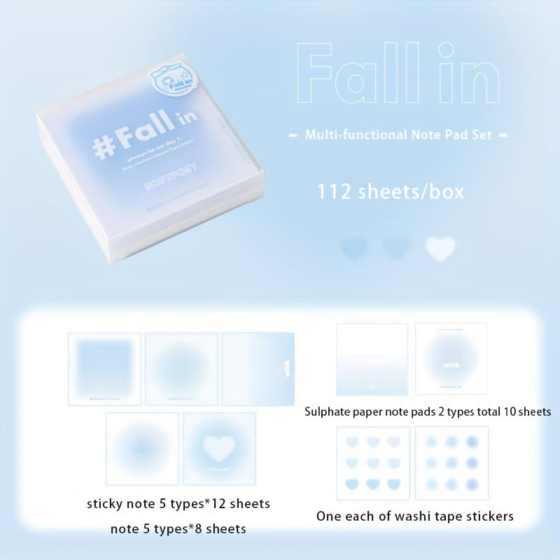 Functional Sticky Note Book Gradient Diary Set