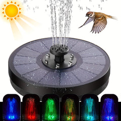 Solar Fountain Pump For Bird Bath 3W 6 Nozzles LED Light