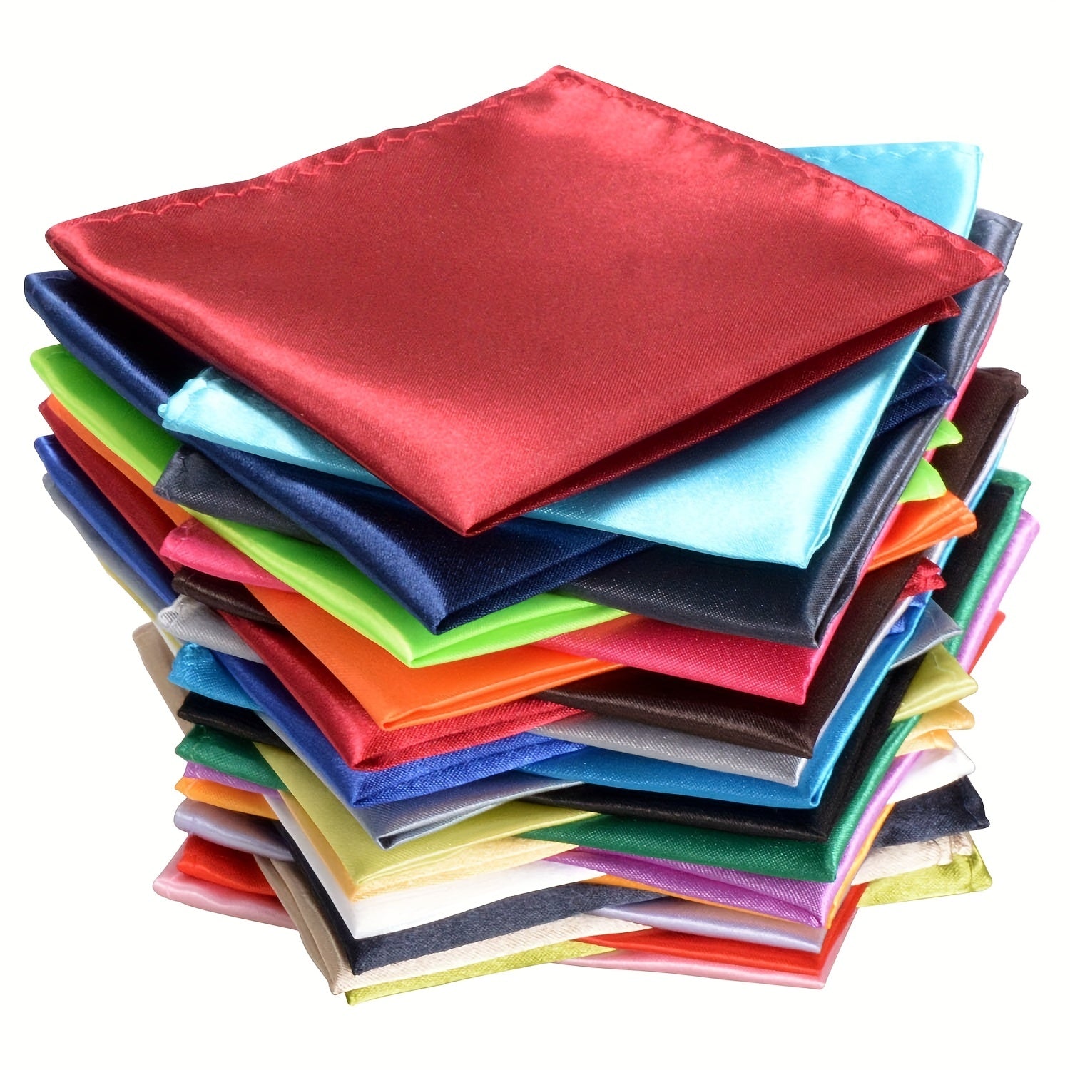 26-Piece Men's Solid Satin Pocket Square Handkerchief Set For Wedding Party