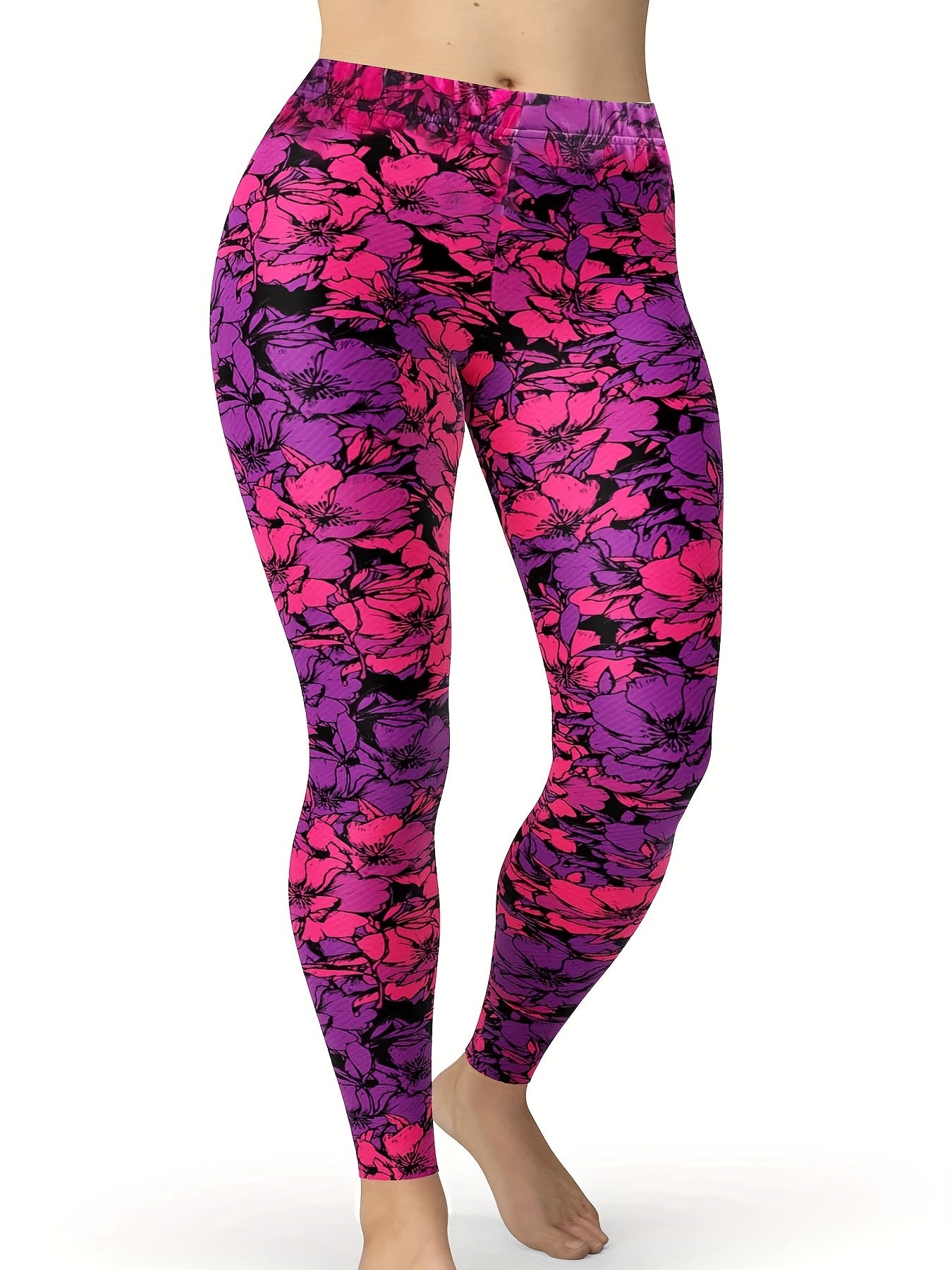  Floral Print Skinny Stretch Yoga Leggings