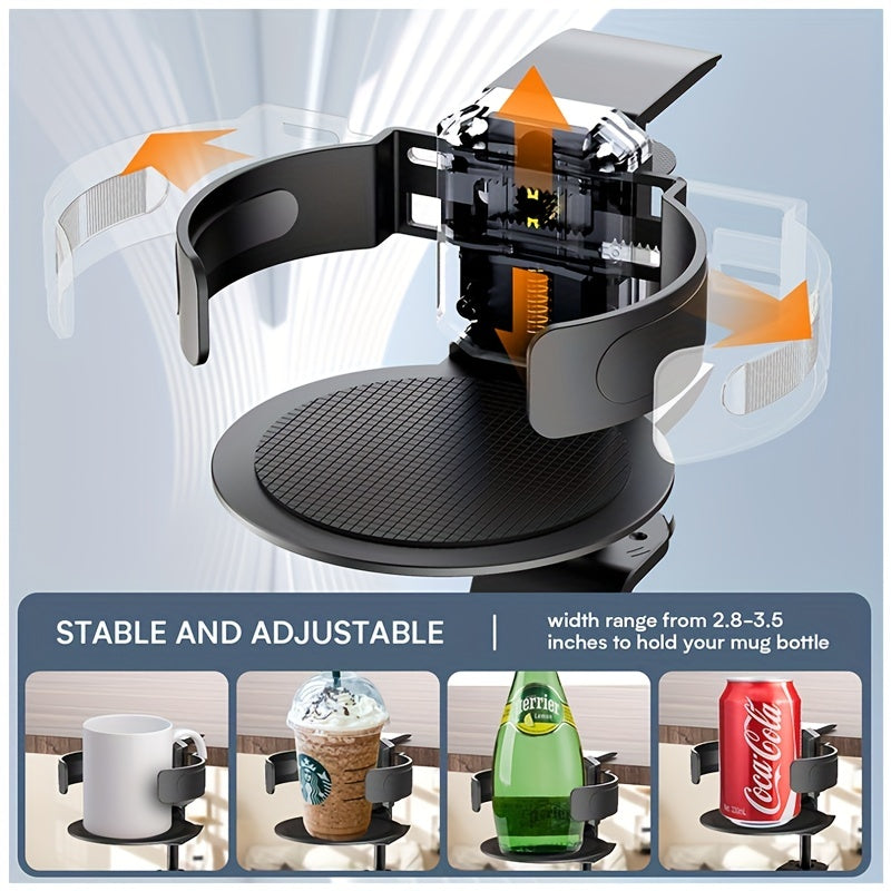 360 Rotation Under Desk Cup & Headphone Holder Telescoping Aluminum Stand Hook