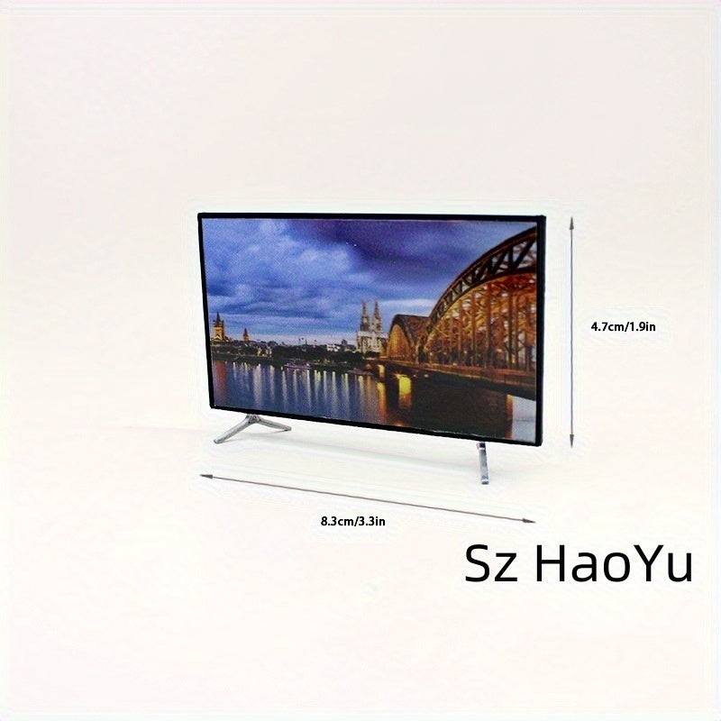 1:12 Scale Plastic Mini TV Model with Stand for Dollhouse Renovation