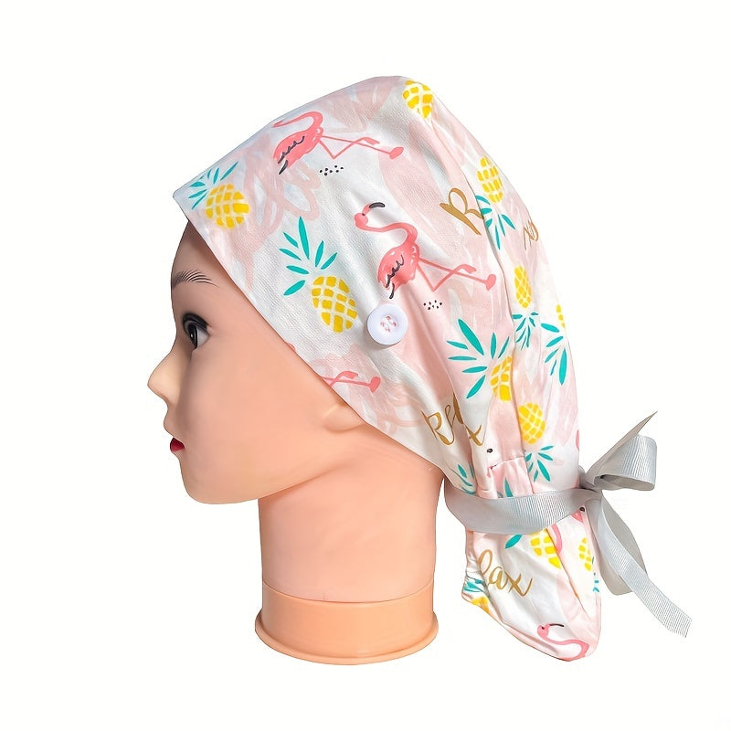 Cartoon Print Work Cap Elastic Nurse Hat Scrub Cap