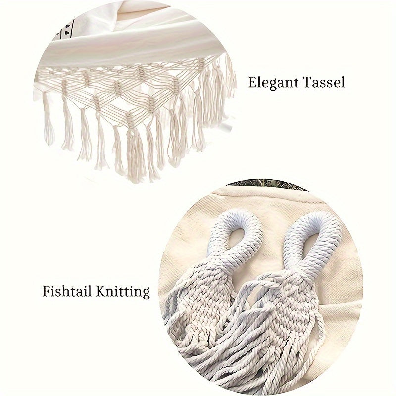 Tassel Hammock Outdoor Camping Folding Woven Canvas Swing