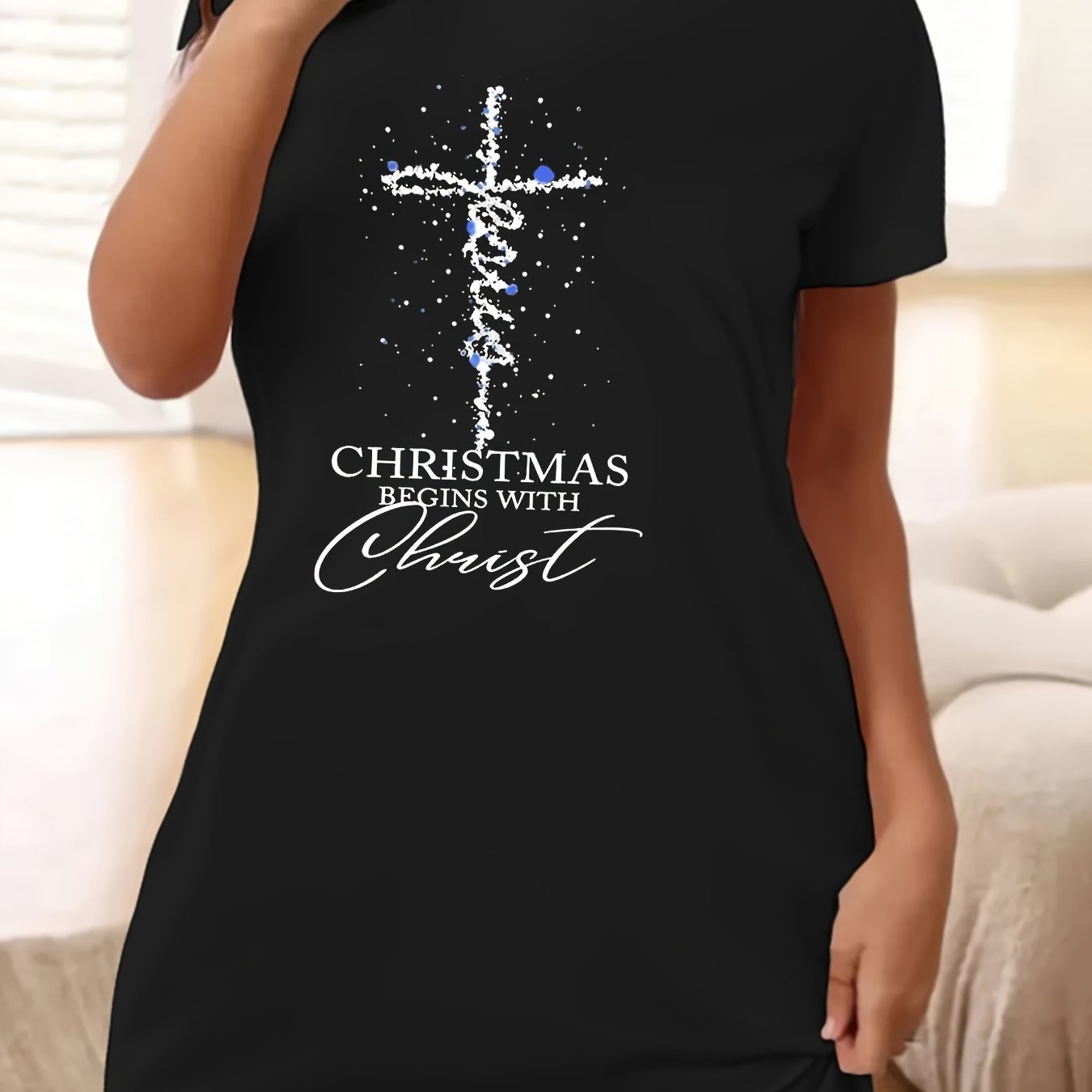  Christmas Casual Dress Women's Plus Tee Dress