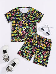 Toddler Boys Pullover & Graphic Shorts Set for Summer