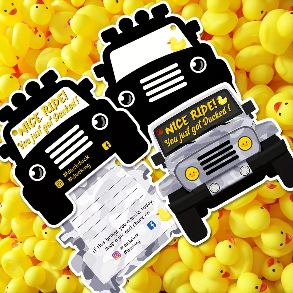 60pcs Duck Duck SUV Cards Car Duck Tags Game Card Printed With Rubber Bands