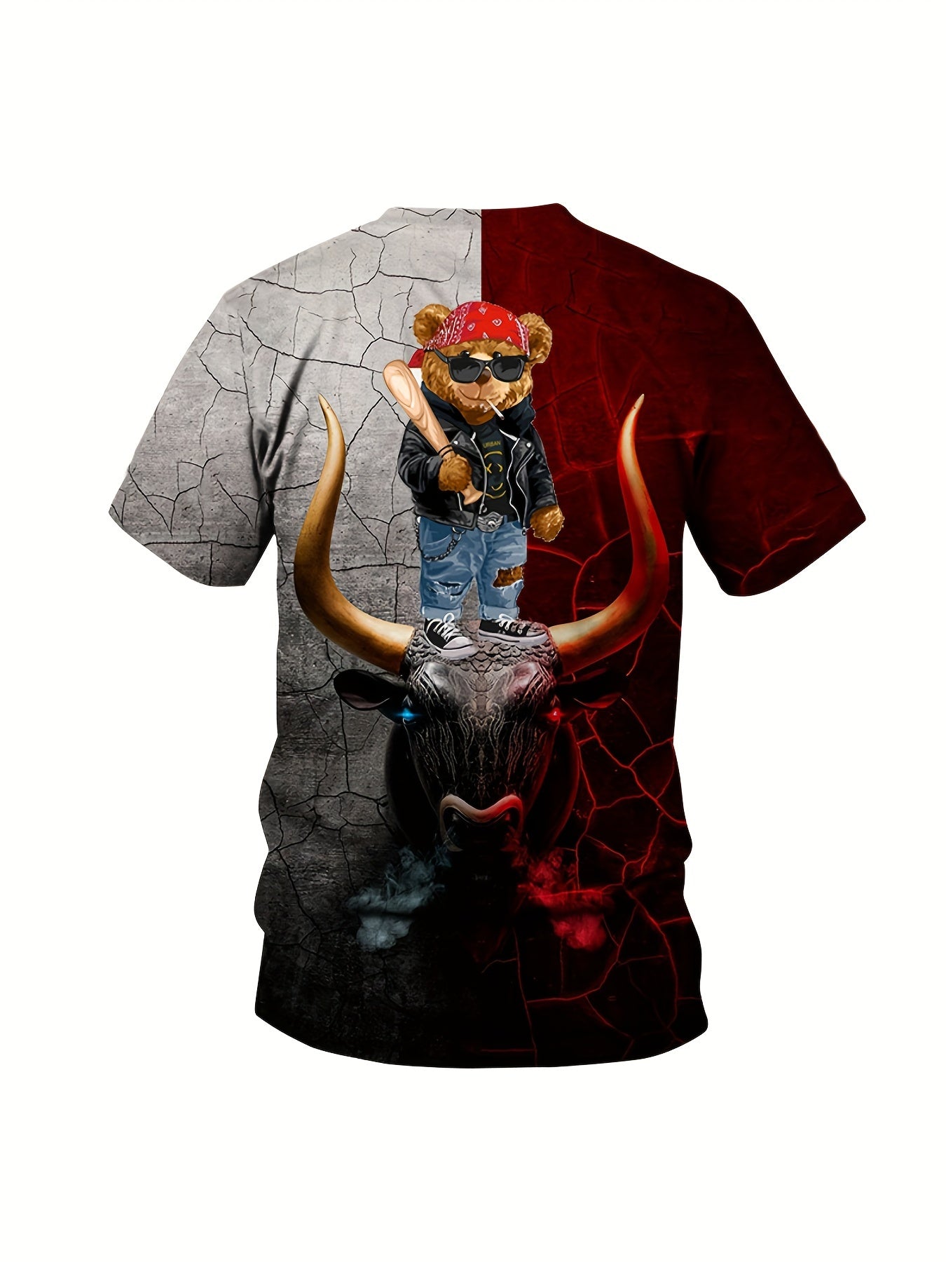 Bear & Bull 3D Print T shirt Men's Street Style Tee Shirt